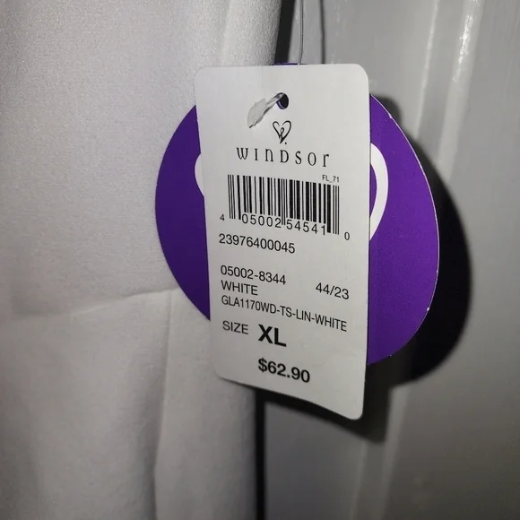 WINDSOR Maggie white Ruffled High Slit Crepe Formal Dress - Picture 9 of 10